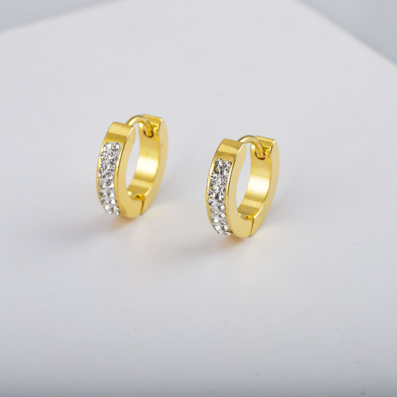 Wholesale Round Stainless Steel Micro Diamond Titanium Steel Earrings